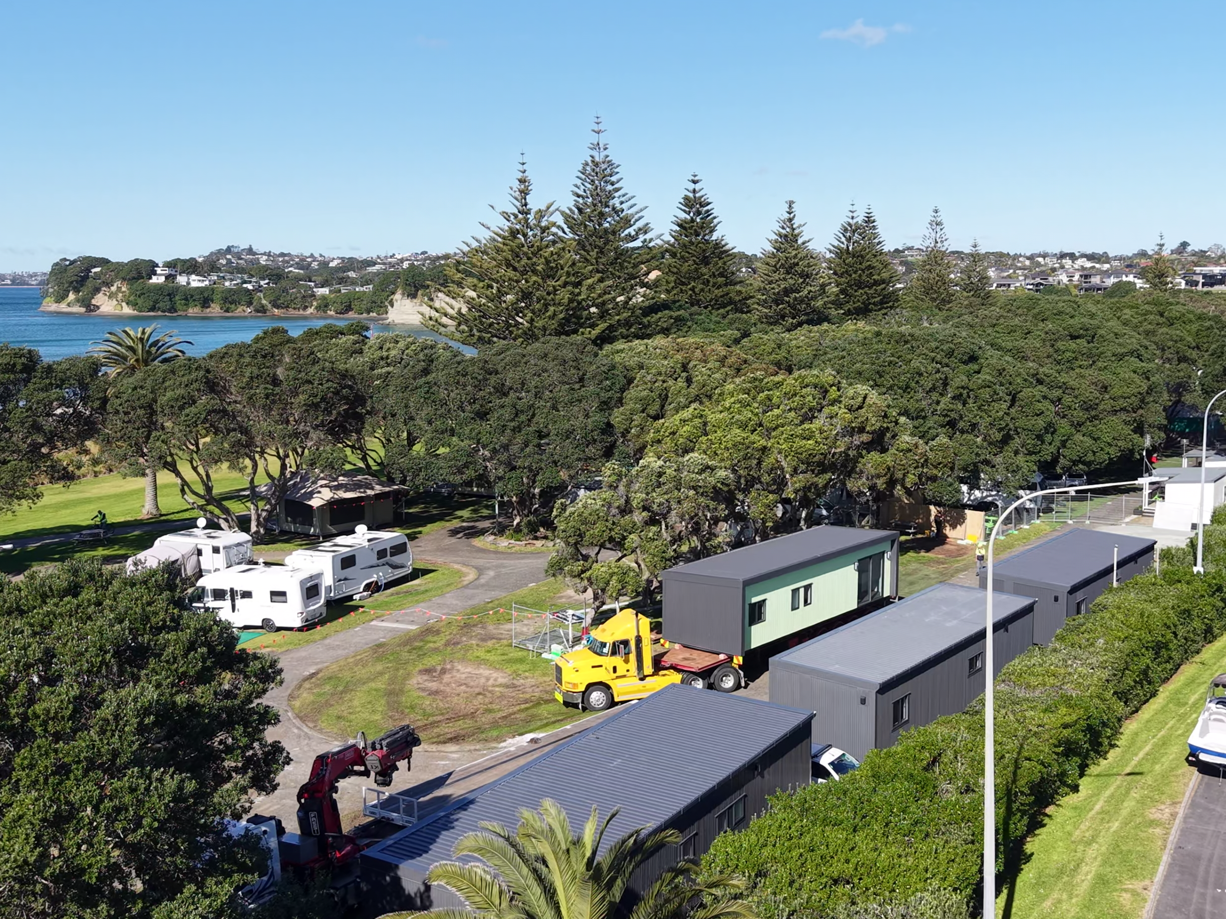Delivery of cabins to Orewa Holiday park